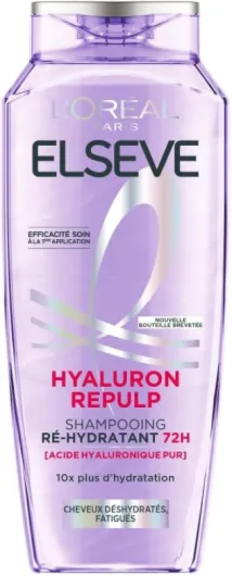 L'Oréal Paris - Shampooing Ré-Hydratant pour Cheveux Déshydratés et Fatigués - Hydratation 72H - Brillance - À l'Acide Hyaluronique - Elseve Hyaluron Repulp - 300 ml 0 300 ml (Lot de 1)