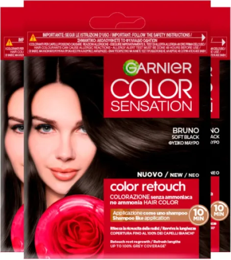 Color Sensation Color Retouch Coloration Permanente pour Racines Couverture 100% Cheveux Blancs Application Facile Teinte Brun – Lot de 3