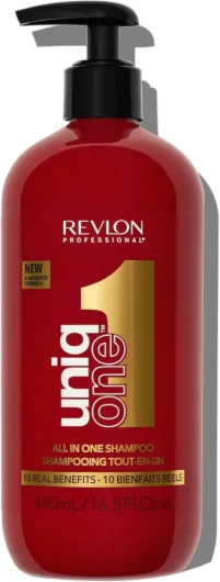 UniqOne, Shampooing et Après-shampooing 2en1 (490 ml), Soin Cheveux Nourrissant et Réparateur, Formule Vegan, Tous Types de Cheveux, Classique Rouge 490 ml (Lot de 1)