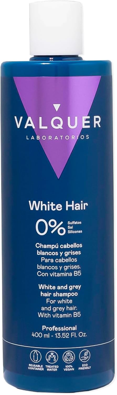 Válquer Shampooing professionnel pour cheveux blancs et gris sans sel, sans sulfates, sans paraben et sans silicone 400 ml Sponge 400 ml (Lot de 1)