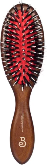 L'Artisan Brossier - Brosse à Cheveux Pneumatique Chardon en Hêtre Massif - Brosse Traditionnelle Petit Format, Pur Poils de Sanglier et Picots Nylon - Fabrication Française Noir Ebene M (Lot de 1)