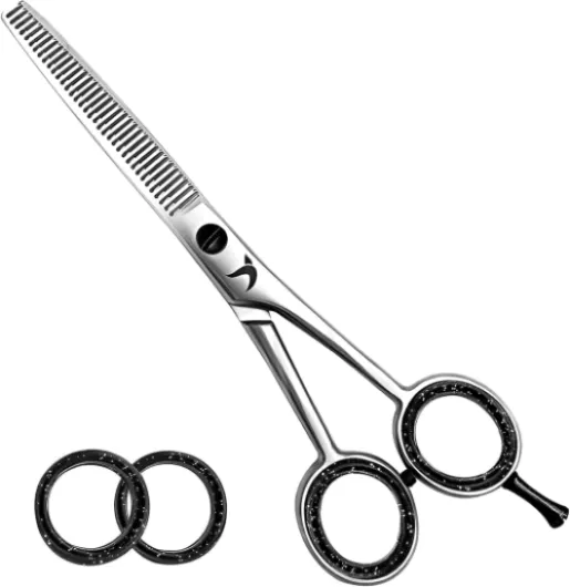 Ciseaux Desepaississant Coiffure 6.5'' Professionnels Ciseau pour Désépaissir les Cheveux et Sculpteur Effileur Acier Inoxydable Ciseaux de Coiffeur pour Enfants, Hommes et Femmes Argent - Effiler