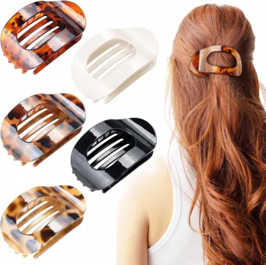 5 Pcs Pince à Cheveux Plate - Pince Cheveux Femme, Accessoires Cheveux Femme – Pince Antidérapante pour Cheveux Fin Design Confortable et Élégant – Idéal pour Sport, Travail et Quotidien