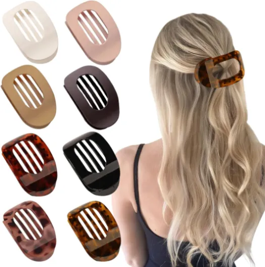 8 Pièces Pince cheveux femme, Accessoires cheveux,Grande Epais Grosse Barrette Cheveux, Barrettes Plates Anti-Dérapant