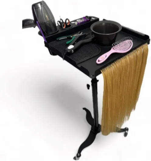 Chariot de Coiffure Professionnel – Hauteur réglable, Bols magnétiques, Plateaux résistants à la Chaleur, Peigne intégré pour Extensions – Idéal Salon & Coiffeur à Domicile