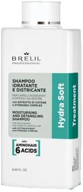 Brelil Professional Shampooing Hydra Soft - Hydratant et démêlant avec Aminohair 6 acides - Pour cheveux déshydratés et secs - Avec extrait de coton et complexe Hydrasea - 250 ml
