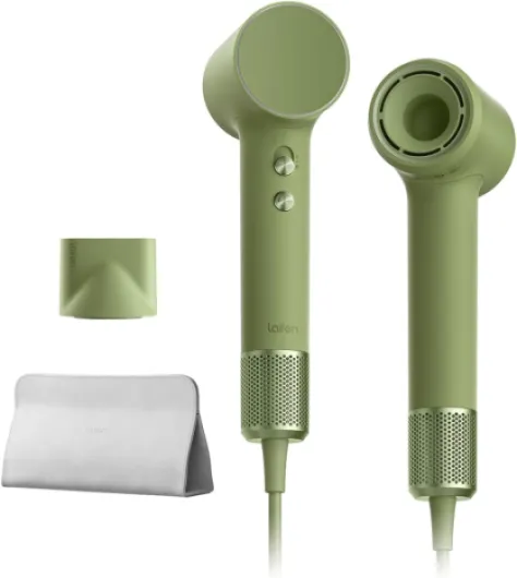 Mini Sèche-cheveux 200M d'Ions Négatifs Moteur Brushless 110K tr/min Séchage Rapide Contrôle Intelligent de Température Mode Enfant Buse Magnétique Bruit Réduit Léger 299g Maison Voyage (Vert) Vert Thé Matcha