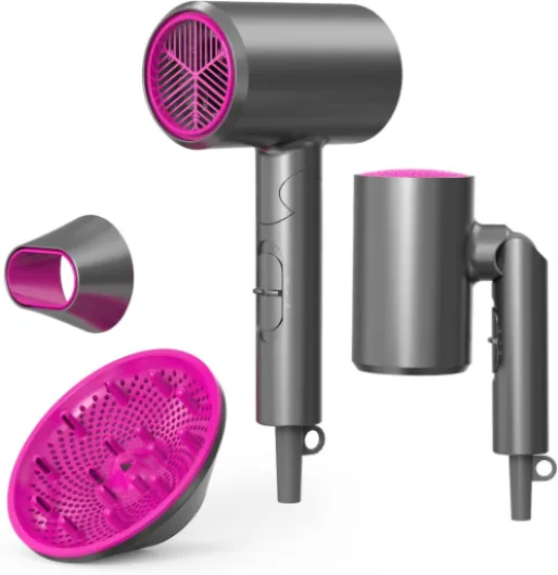1800W Sèche-cheveux avec diffuseur, sèche-cheveux pour femmes,Technologie ionique avancée, Fonction Cold Shot et Turbo Heat pour un séchage rapide et un Mini Seche Cheveux Voyage Pliable
