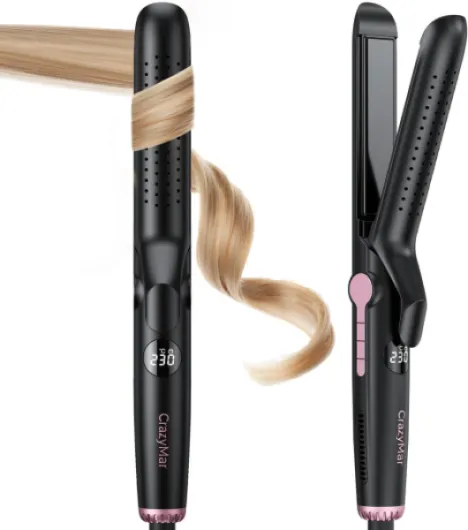 Lisseur,Boucleur 2-en-1 avec Soufflerie Froide et - Ionique Fer à Lisser et Cool Air Boucler 9Températures(110℃-230℃) pour Cheveux Bouclés/Lisses, Appareil de Coiffure Maison & Voyage