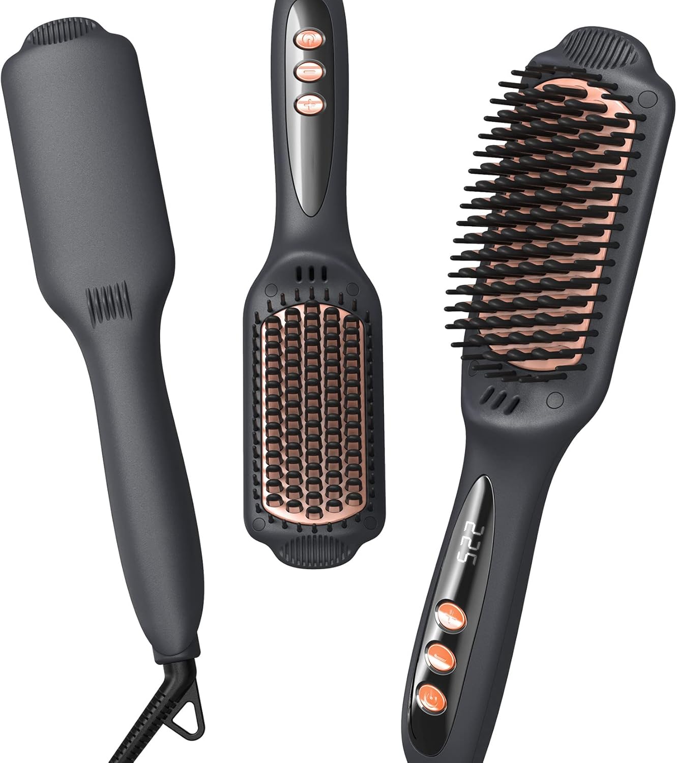 Brosse Lissante Chauffante Ionique: Brosse Chauffante Lissante Electrique Professionnelle Peigne Lisseur Ceramique Ionique Spéciale Cheveux Frisés et Crépus Noir Brush
