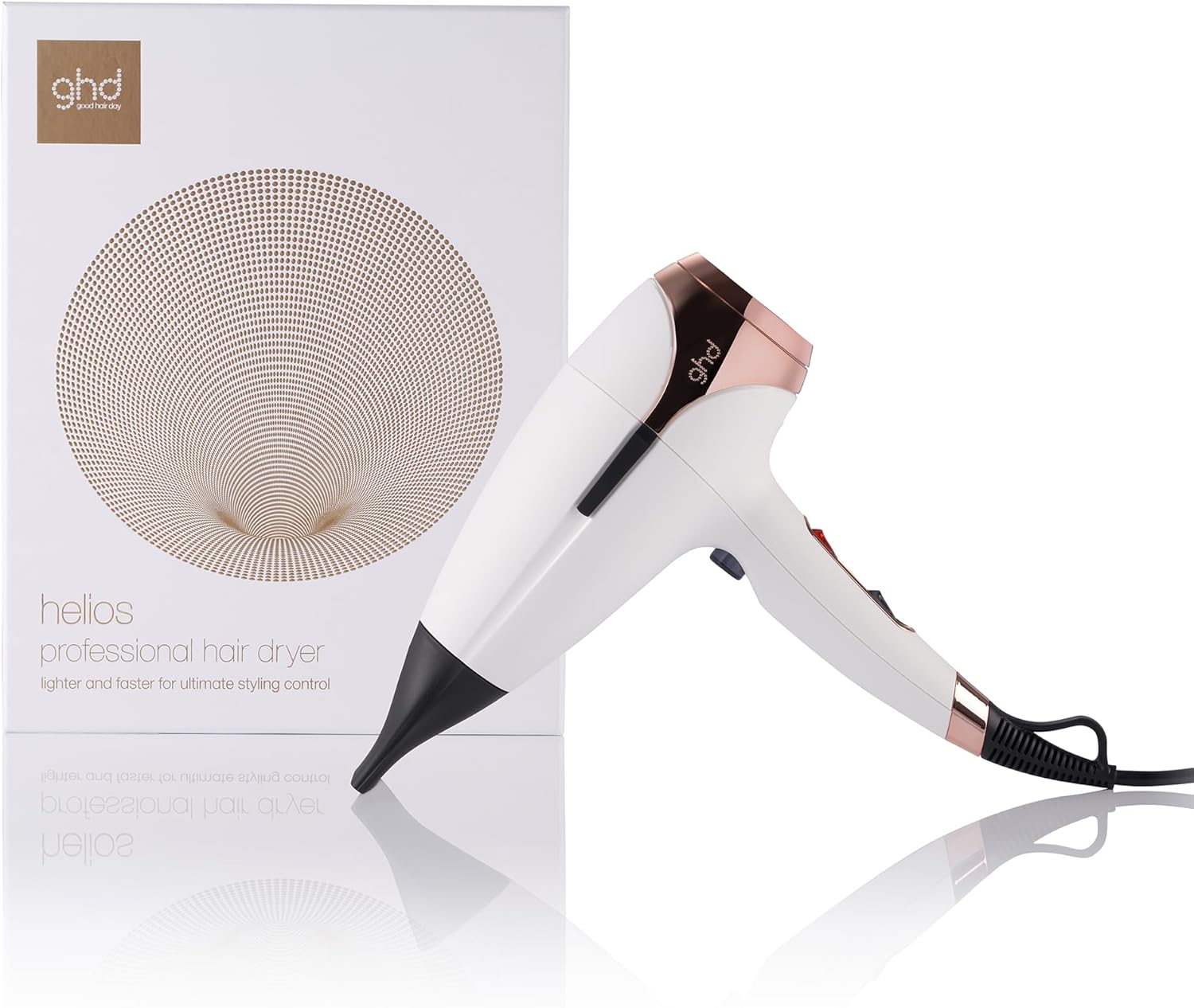 Ghd - Sèche-cheveux ghd Helios - Sèche-cheveux professionnel - Puissant et précis - Cheveux sans frisottis et 30% plus brillants - Recommandé par les coiffeurs - Idéal tous types de cheveux Blanc