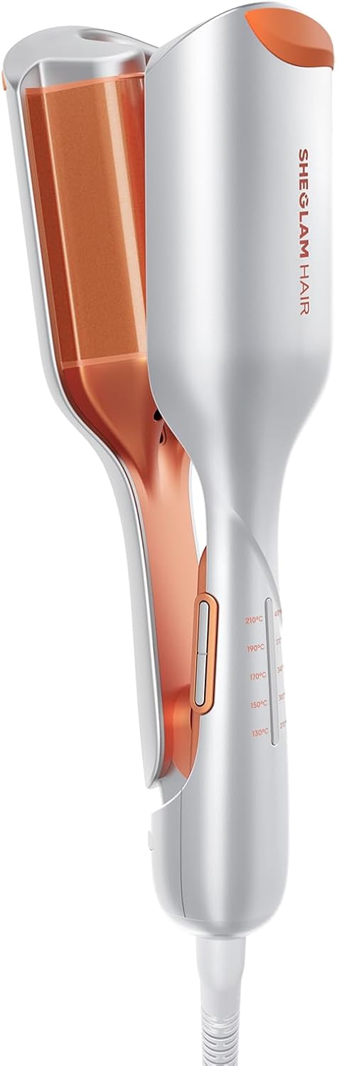 Fer à Boucles Professionnel Double Barreau - Beach Waves, Minuterie, 6 Températures Réglables, Double Voltage (25mm) 25 mm