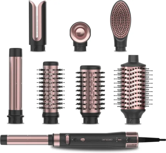 Styler Cheveux Modelante Multifonction 8 Têtes CeramicCare 8in1 AirGlam Gyro - 1500W, Lisse, Façonne et Boucle, Moteur Brushless, Fonction Rotative et Revêtement Céramique et Kératine 8 Têtes - Rotatif Noir