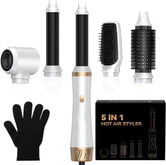 Air Styler coiffeurs, Airbrush 5 en 1 Multi Styler sèche-cheveux brosse, 800W coiffeurs pour femmes Volume, Air Curler pour femmes Volume, Curl, lisse, sec et Styler Doré