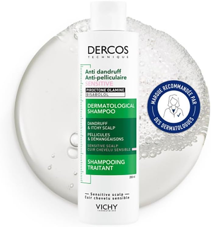 Vichy, Dercos, Shampooing Traitant Anti-Pelliculaire, Pellicules & Démangeaisons, Cuir Chevelu Sensible, 200ml 200 ml (Lot de 1)