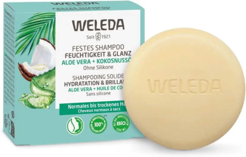 Shampooing solide Hydratation & Brillance - Hydrate les cheveux - Préserve la brillance naturelle - NATRUE - 50g