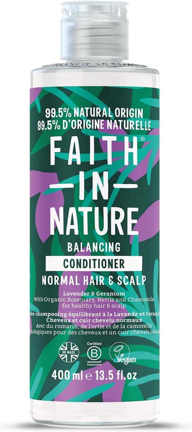 , Après-Shampooing Naturel Lavande & Géranium Faith In Nature, Apaisant, Vegan & Cruelty Free, Sans Parabènes & SLES, Pour Tout Type de Cheveux, 400ml 400 ml (Lot de 1) Lavender & Geranium