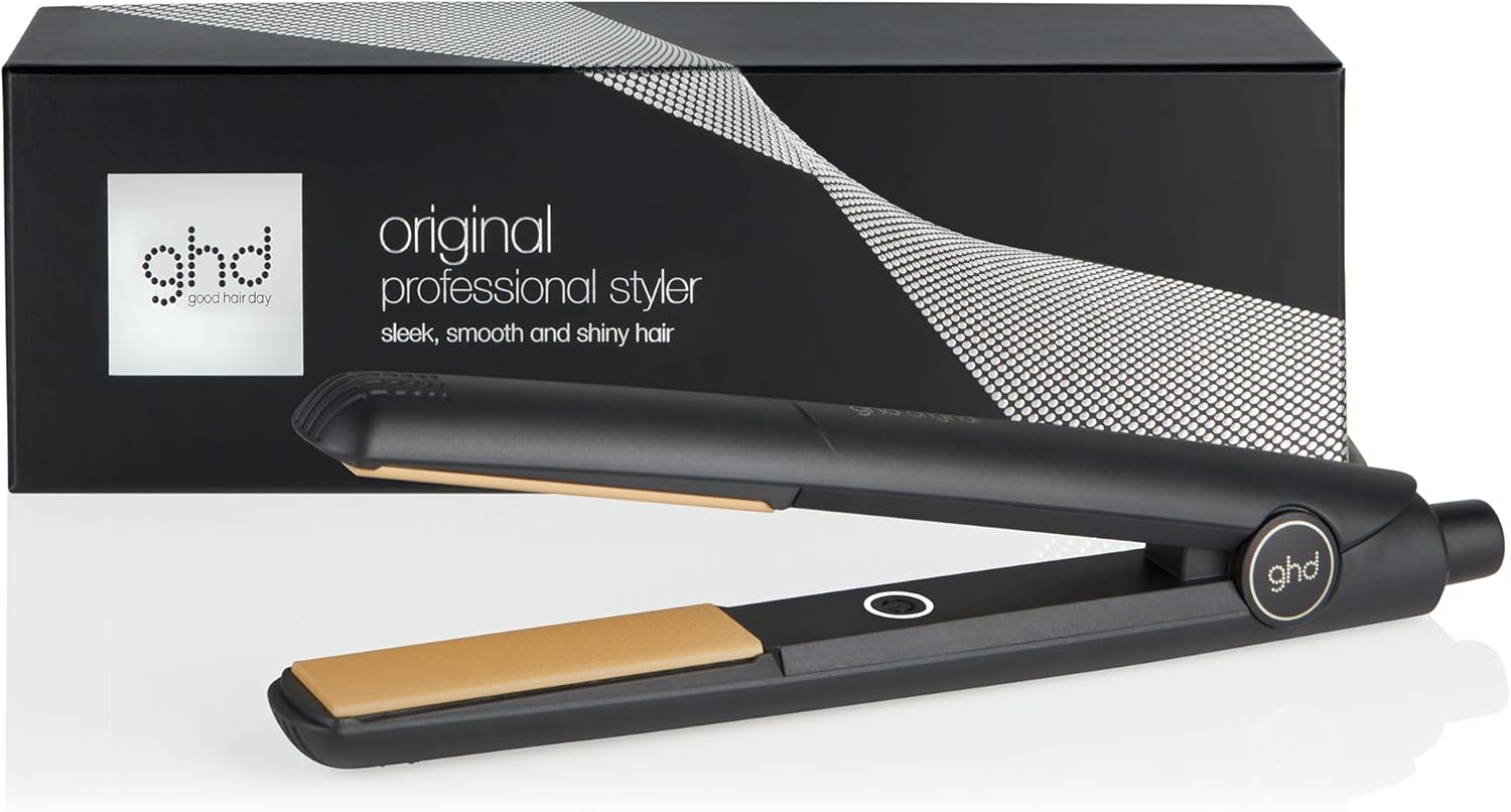 Ghd - Lisseur cheveux ghd original - Fer à lisser professionnel (Noir) - Cheveux lisses, doux et brillants, sans chaleur extrême - Lisseur boucleur, design arrondi - Idéal pour tous types de cheveux