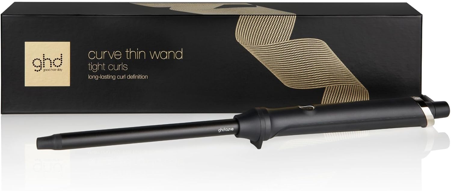 Ghd - Boucleur ghd Thin Wand - Boucleur professionnel (Noir) - Créez des boucles dès 3 secondes pour une tenue 24H - Boucles serrées et définies - Idéal pour tous types de cheveux