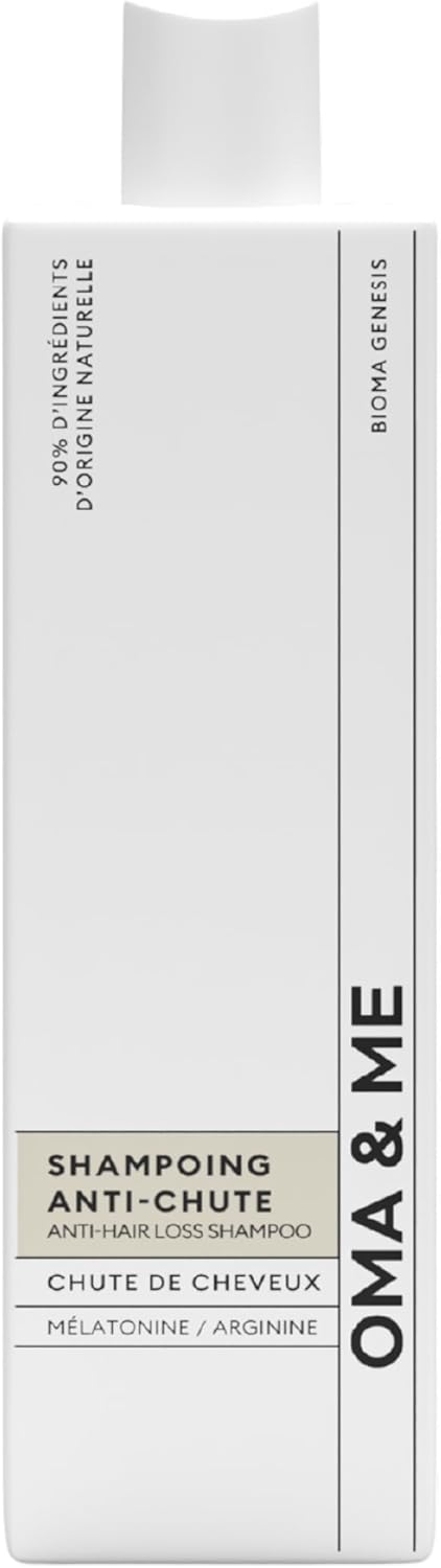 OMA & ME – Shampoing Premium Antichute Stimule la Pousse des cheveux, Réduit la Chute et Améliore la Densité Capillaire, 90% Ingrédients Naturels, Sans Sulfates, Fabriqué en France – 250ml Shampoing Antichute