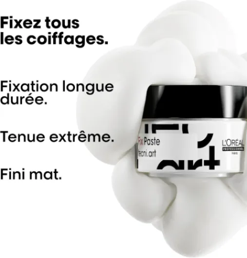 L'Oréal Professionnel, Pâte de coiffage Fix Paste, Force 7, Tenue Longue Durée & Fixation 24h, Rendu Mat sans Effet Carton ni Résidus, Non Gras & Non Collant, 75 ml Incolore 75 ml (Lot de 1)