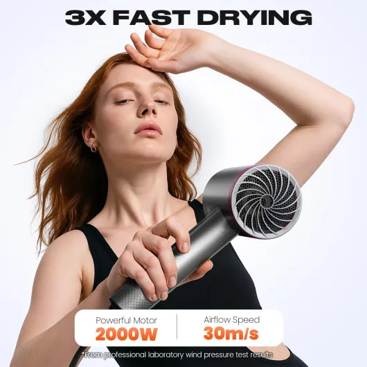 Sèche-cheveux Ionique rapide & Volume,Séchage Rapide,Bouton Air Froid,3 Niveaux de Température,1 Diffuseur,Seche cheveux pour la famille et le salon de coiffure Noir
