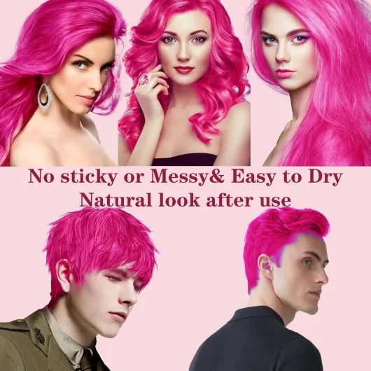 Rouge Cire Colorante Cheveux Homme et Femme, Gel Spray Colorant Cheveux pour Enfants, Maquillage de Coloration Temporaire Cheveux Fêtes ou Cosplay (Rose)