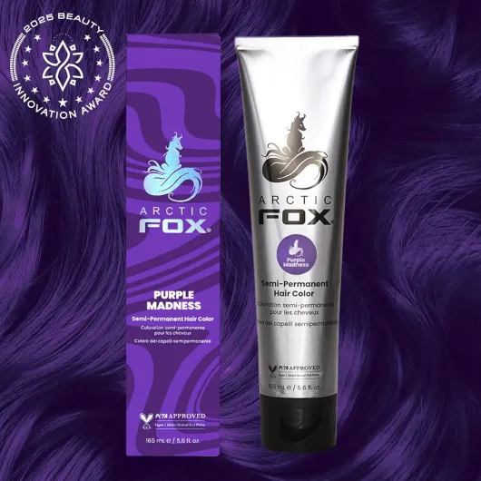 Arctic Fox Coloration capillaire semi-permanente, végétalienne et sans cruauté envers les animaux, Madness violet vif, formule revitalisante, sans ammoniaque, pour tous types de cheveux, couleur à Purple Madness