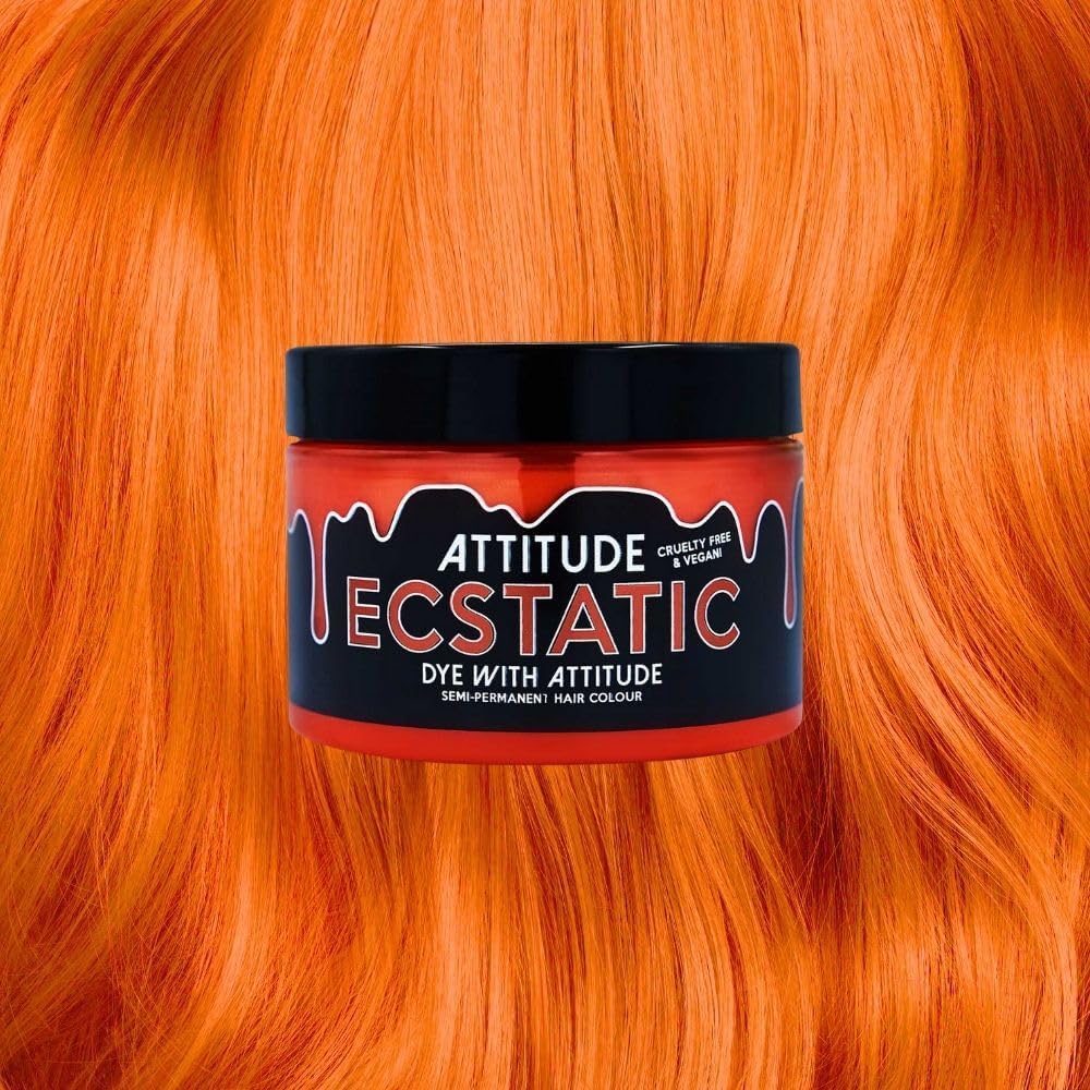 Attitude Hair Dye - Teinture Capillaire Semi-Permanente Végétalienne et Sans Cruauté Avec Revitalisant - Couleur de Cheveux Vibrante Pour Tous les Types de Cheveux - Ecstatic Orange - 135ml