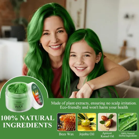 Cire de couleur de cheveux, Magic Master Keratin pommades coiffantes à la cire de cheveux, temporaire pour les cheveux pour hommes et femmes, festival, cosplay et Halloween (Vert)