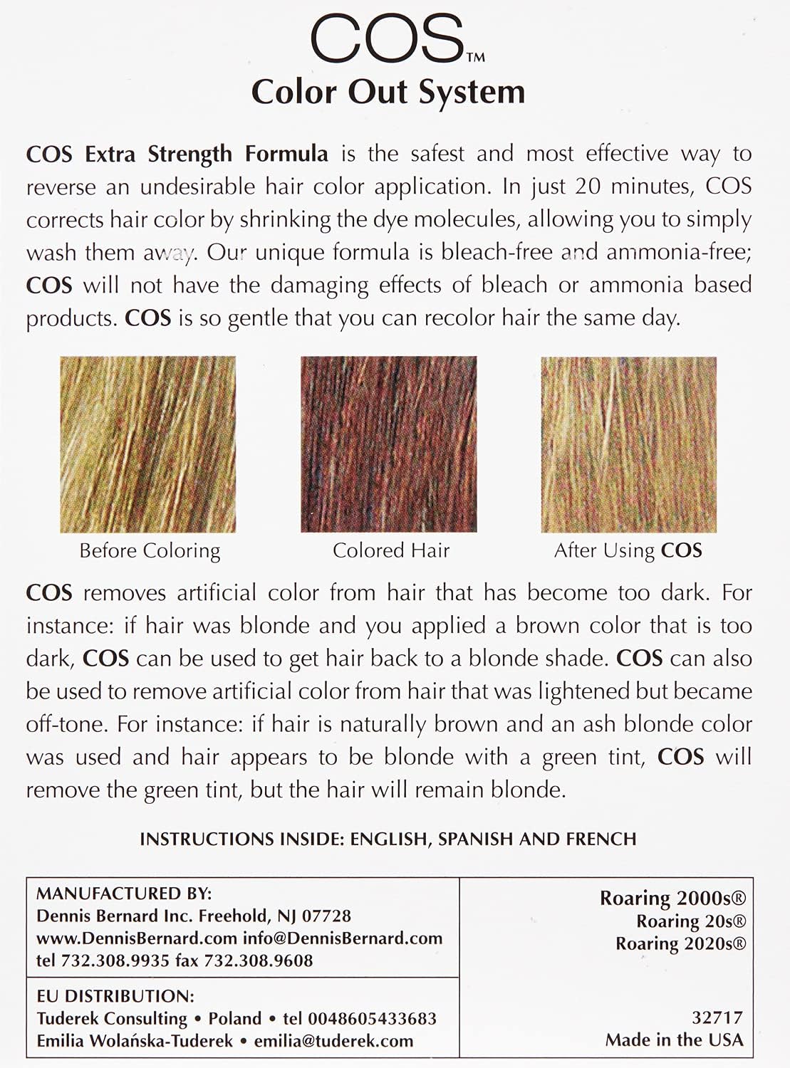 Original COS Colour-Out System, Décoloration des Cheveux, Enlève les Colorations Semi-Permanentes et Permanentes, Cheveux Décoloration sans Ammoniaque, Décolorateur des Cheveux - 2x118 ml 118 ml (Lot de 1)
