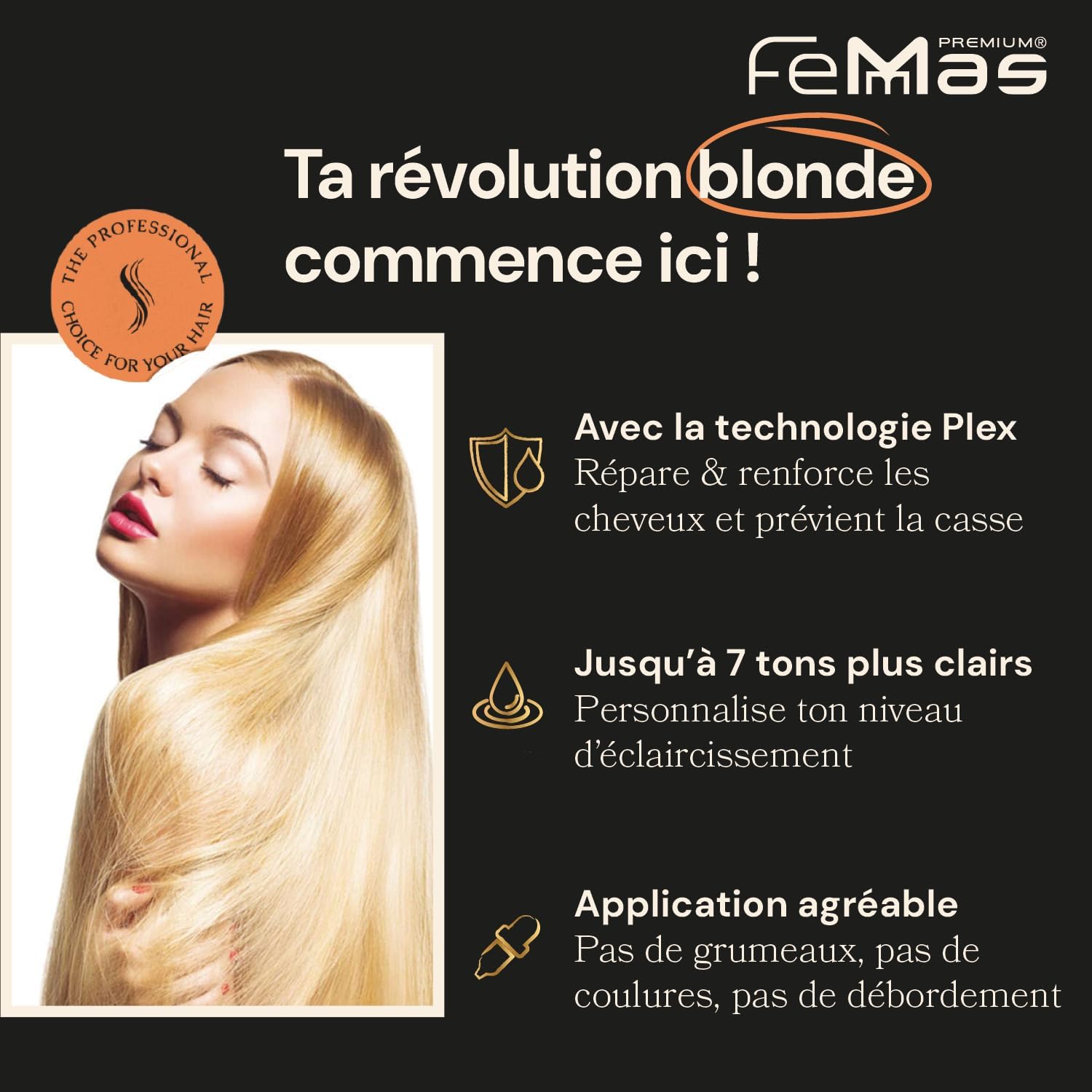 FemMas poudre décolorante blanche 500g I Avec technologie Plex et huile d'argan I application facile et décoloration uniforme I forte et sans poussière I Éclaircissements des cheveux de 2 à 7 nuances 1 kg (Lot de 1)