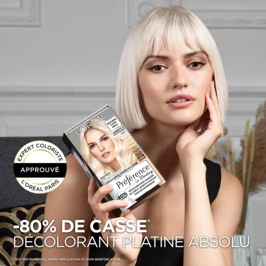 L’ORÉAL PARIS - Kit de Décoloration Blond Platine Absolu - Complexe Bond Protecteur - Cheveux Moins Cassants - Soin Déjaunisseur - Enrichi en Acide Citrique & Glycine - Préférence Le Blonding Blond Platine 1 ml (Lot de 1)