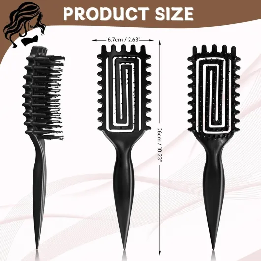 Zikenis Brosse Cheveux Bouclés Unisexe, Brosse Curly Hair avec Manche Ergonomique, pour Démêler et Coiffer, Réduit la Traction et la Séparation des Boucles, pour des Boucles Tendance Définies (Noir)