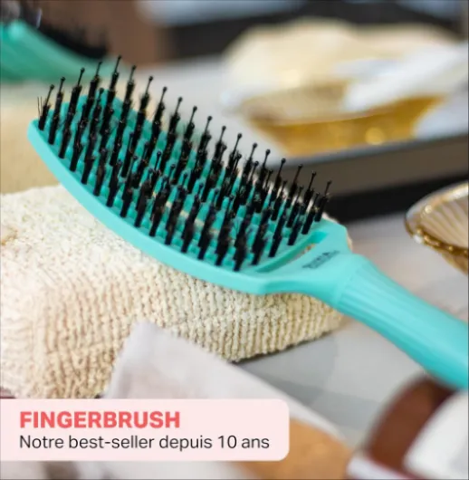 Olivia Garden Fingerbrush Care Iconic - Detangling Hairbrush with Boar & Nylon Bristles for Ultimate Shine & Smooth Styling Mint Medium