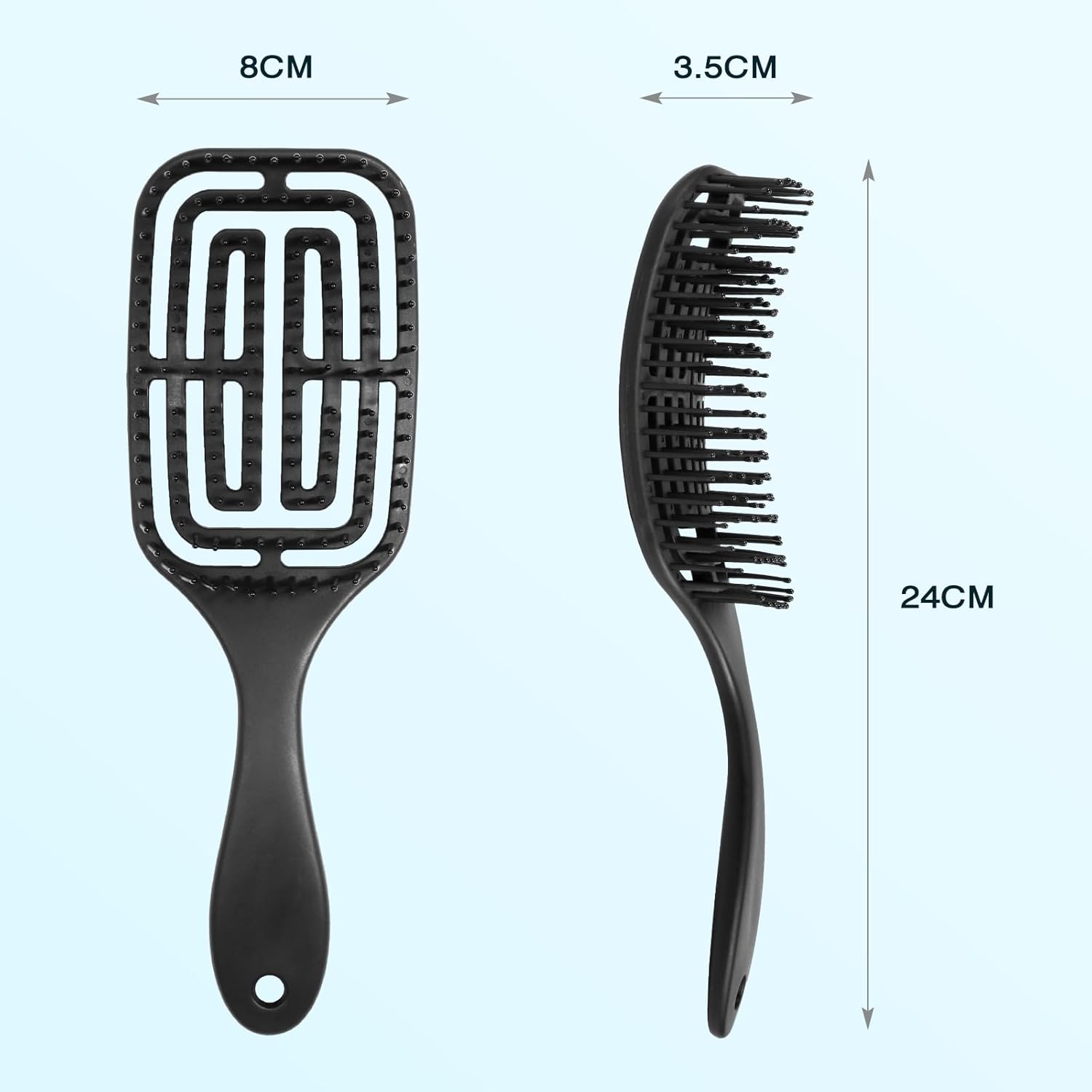 Brosse Cheveux Bouclés, Brosse a Cheveux Demelante Magique Anti-Casse & Anti-Statique, pour Boucles, Lisses, Épais ou Fins, Hommes, Femmes, Enfants Noir