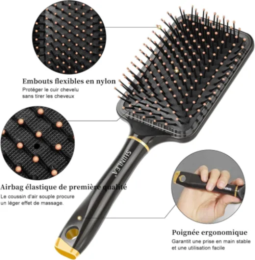 Set de Brosse Cheveux Démêlante - Brosse Brushing Lissante Pour Femme, Réduisant L'emmêLement Et La Casse des Cheveux, Adapté Pour La Dédélange en Humidité et en Séchage