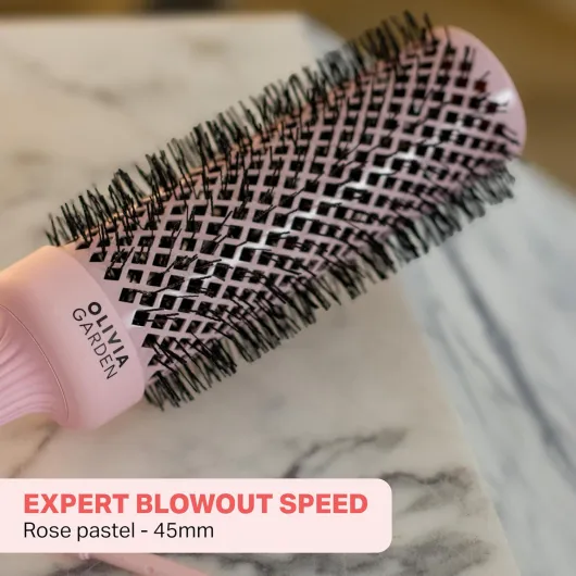 Olivia Garden Expert Blowout Speed – Brosse ronde en céramique avec un barrilet extra long pour des brushings 25% plus rapides Rose pastel 45