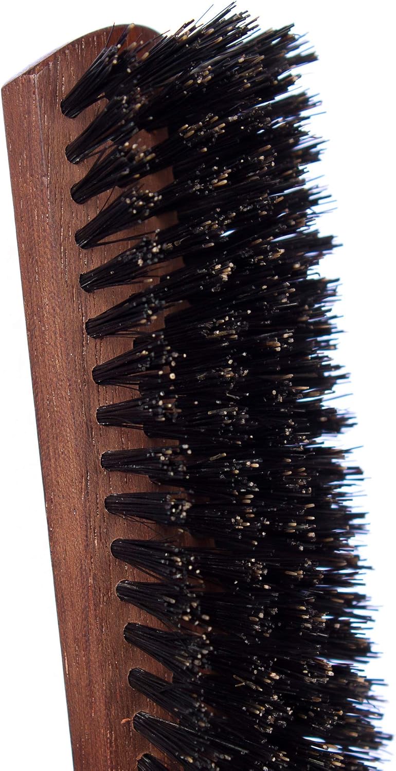 Brosse à Cheveux Plate Lissoir en Bois pour Hommes - 5 Rangs, 21,5 cm - Brosse Artisanale, 100% Naturelle, Picots en Pur Poils de Sanglier - Fabrication Française