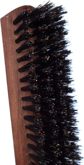 Brosse à Cheveux Plate Lissoir en Bois pour Hommes - 5 Rangs, 21,5 cm - Brosse Artisanale, 100% Naturelle, Picots en Pur Poils de Sanglier - Fabrication Française