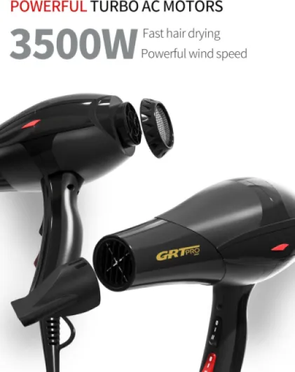 Sèche Cheveux Professionnel 3500W, Sèche-Cheveux Ionique Céramique avec Diffuseur, Puissant AC Moteur 3 Niveaux de Température 2 Vitesses (Noir)