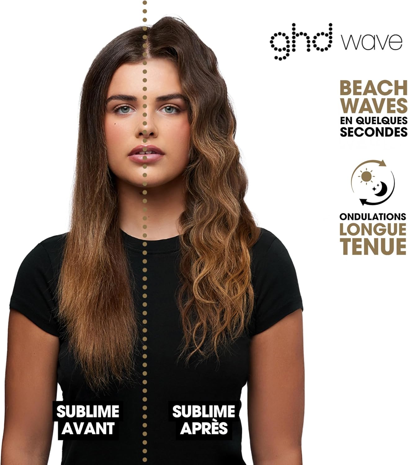 Ghd - Boucleur ghd Wave - Boucleur professionnel (Noir) - Triple Waver - Créez des beach waves longue tenue en 3 à 5 secs - Wavy sirène facile et rapide - Idéal tous types de cheveux et longueurs