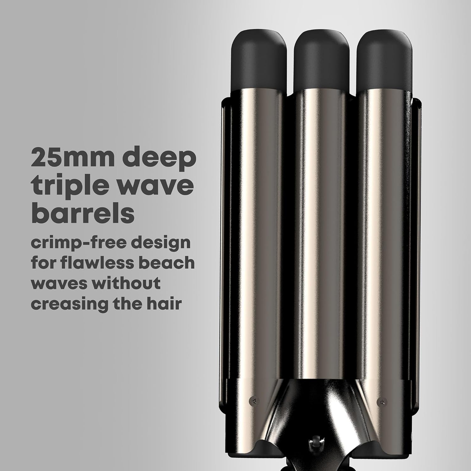 Deep Waver – boucleur à cheveux wavy avec triple barillet en céramique Progloss, fer à boucler professionnel pour des waves faciles et brillantes sur cheveux courts, mi-longs et longs BeachWave