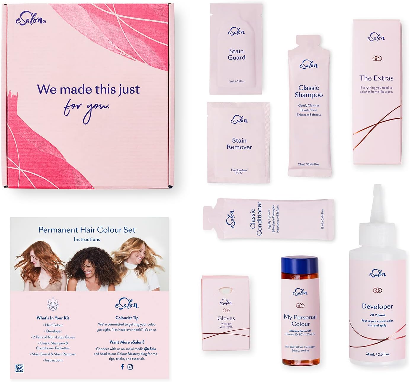 ESalon Coloration Permanente - Sans Ammoniaque Sans PPD - Couvre 100% des cheveux blancs - Résultat Professionnel Brun 3N