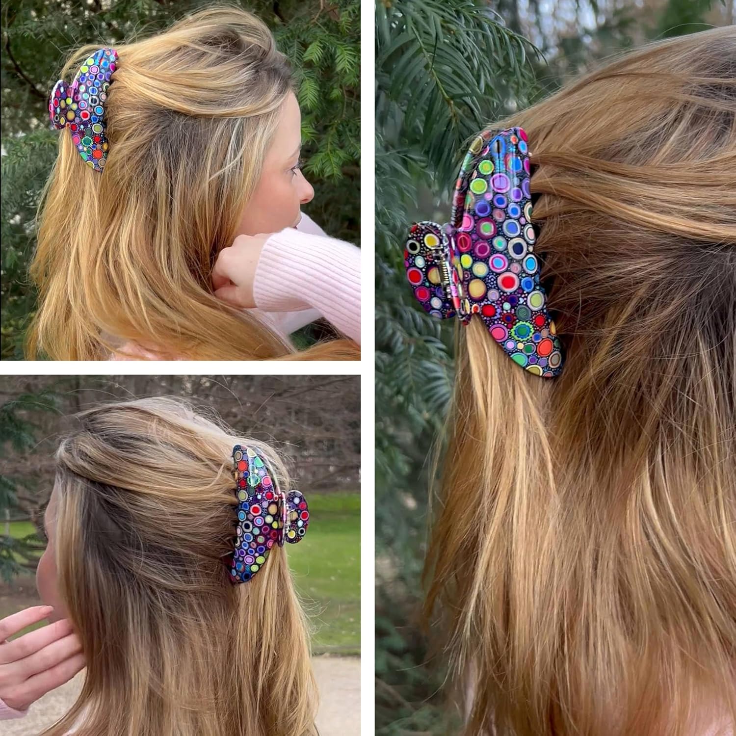 Pince Cheveux Femme Originale - Barrette Luxe Motif Coloré - Accessoire Chic et Durable pour Cheveux Épais - Pince Crabe Élégante (Multicolore 2)