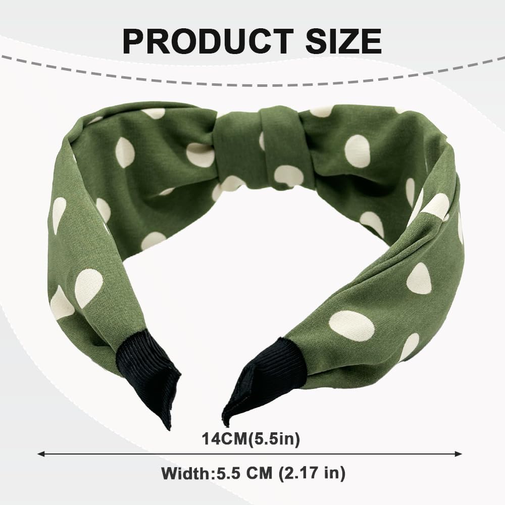 Bandeaux pour Femmes et Filles Noué Bandeau Mode Boho Large Barrettes à cheveux Non glissant Cheveux Accessoires Vintage Turban Bandeau Doux et Élégant (Vert)