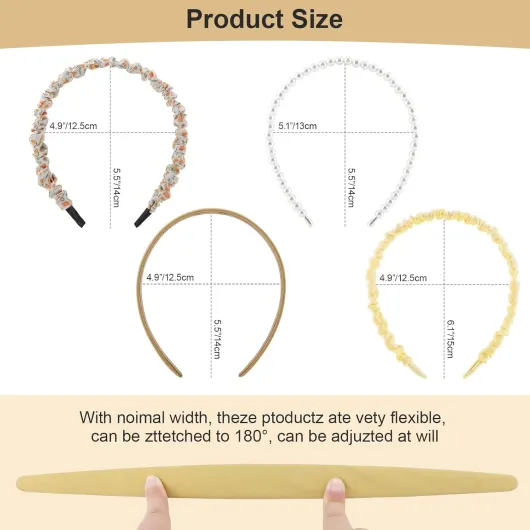 Lot de 7 Pièces Serre Tete Femme, Différents Modèles, Serre-Tête en Plastique, Bandeaux en Perles, Tendance - Vintage, pour Filles et Femmes (Jaune)