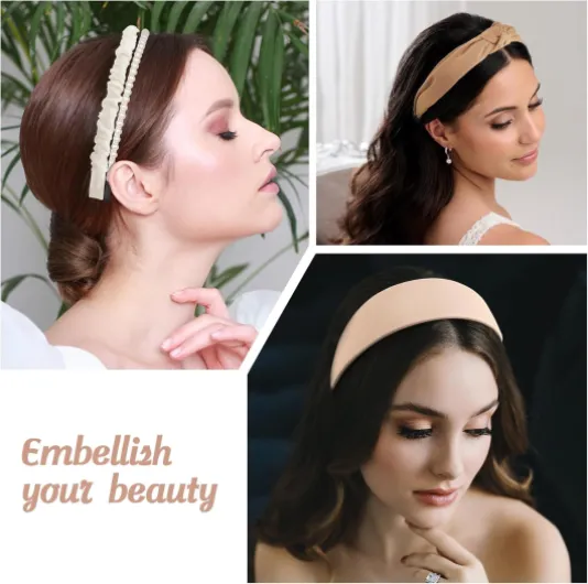 DRESHOW Bandeaux Tendance pour Femmes Différents Modèles Bandeaux Antidérapants Serre-tête en Perles Florales Bandeau Cheveux Rembourrés Accessoires de Cheveux Vintage pour Femmes et Filles 7 Pcs Hair Hoop Set D 7