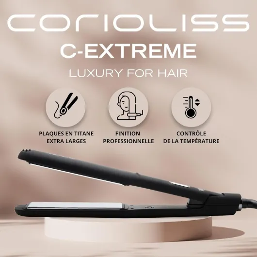 C-Extreme - Lisseur Professionnel à Plaques Extra-Larges en Titane - Parfait pour lisser et onduler - Jusqu'à 230º - Antifrizz - Black Soft Touch