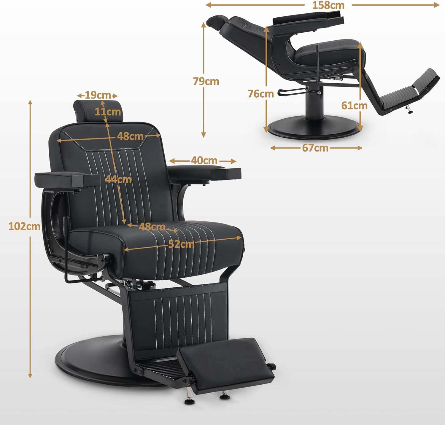 3822 Fauteuil de coiffeur Noir